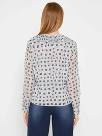 Nic + Zoe - Dotty Squares Ruffle Top