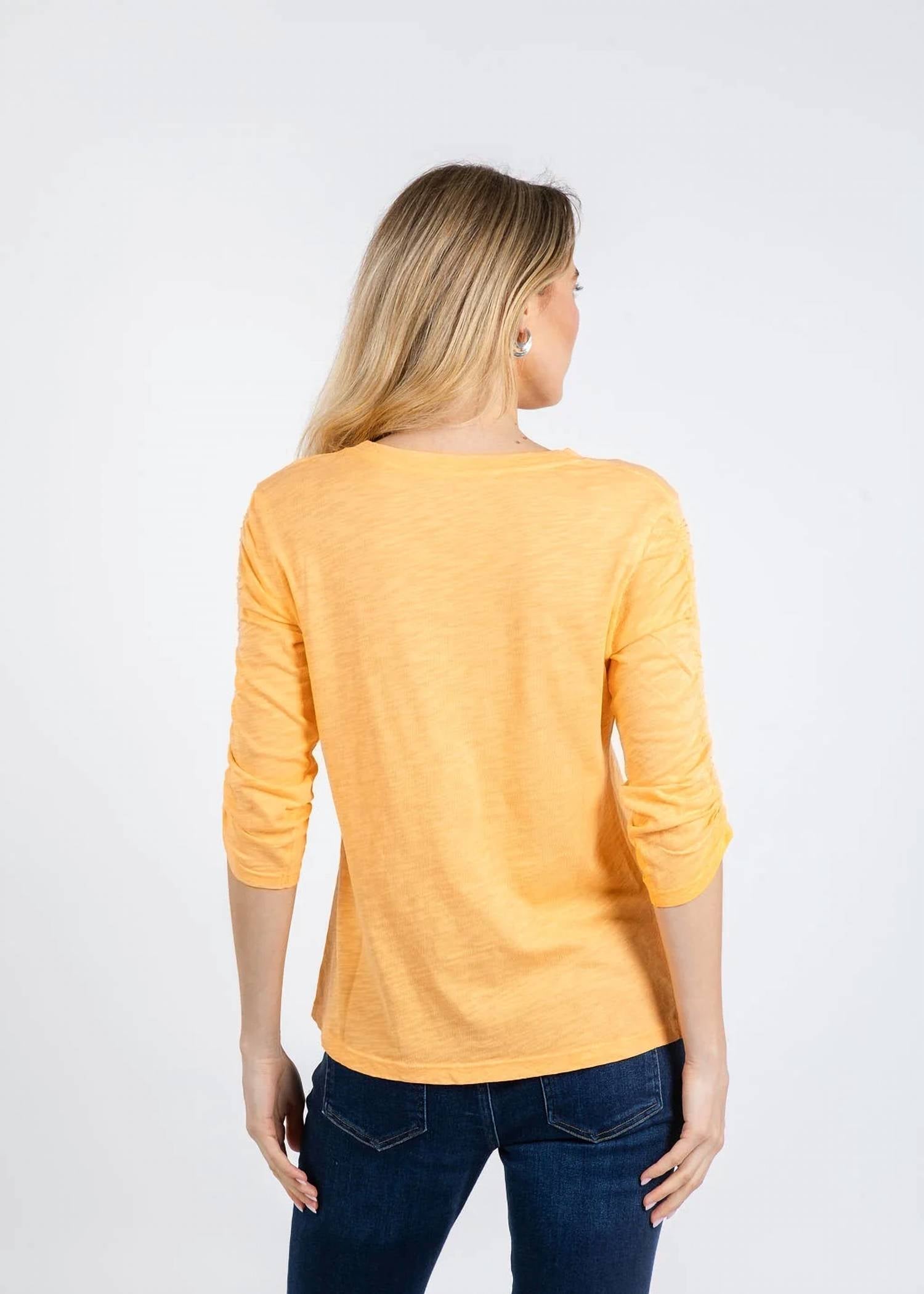 Elliott Lauren - Crissy Crew Neck Ruched Sleeve Tee