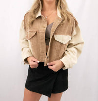Pol - Cropped Corduroy Block Jacket