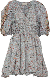 Ulla Johnson - Gwen V-Neck Puff Sleeve Pleated Mini Dress