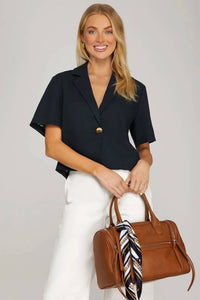 She + Sky - Tailored Button-front Top