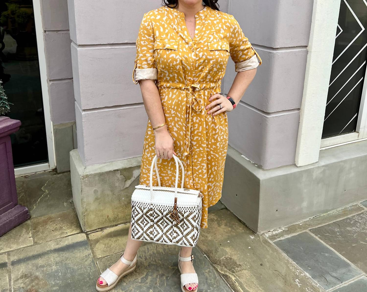 Apricot - Drawstring Safari Shirt Dress