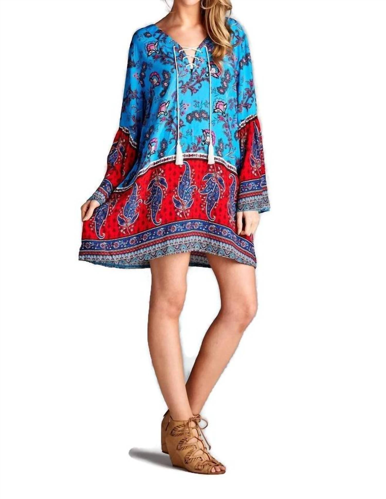 Velzera - Paisley Bell Sleeve Dress