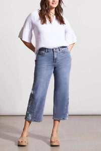 Tribal - Sophia Wide Crop Embroidered Jean