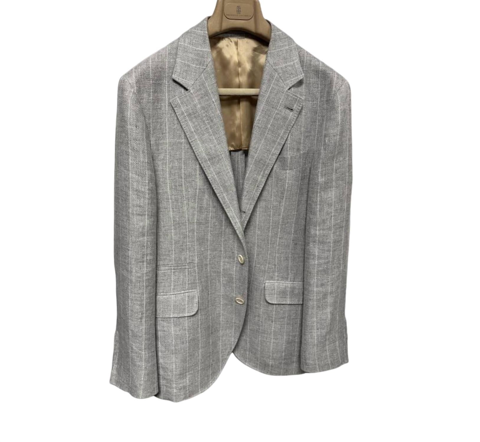 Brunello Cucinelli Men Pinstripe Sport Coat in grey - men's jacket
