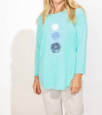 ESCAPE BY HABITAT Sunflower High Low Top in turquoise - women's sweater