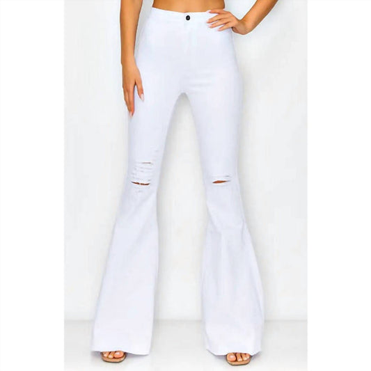 Distressed High Waist Bell Pants