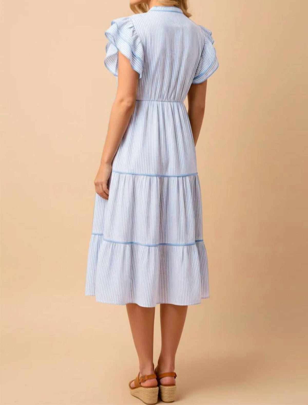 Hayden La - Hana Pinstripe Ruffle Dress - Plus