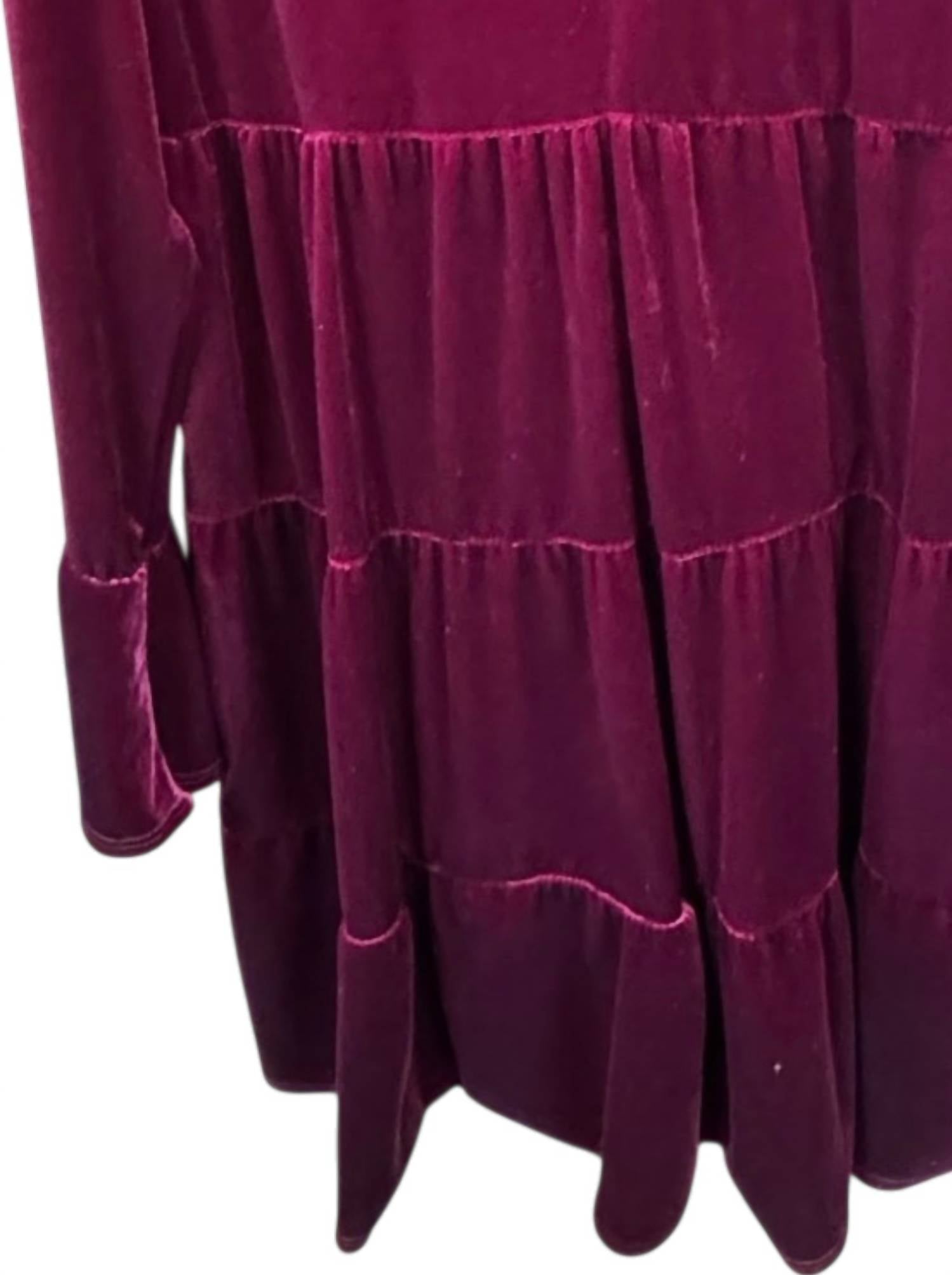 Carole Christian Women's Velvet Tier Dress in burgundy - women's dress - alternate view
