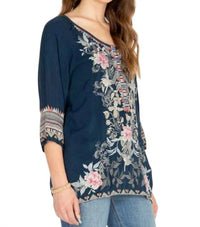Johnny Was - Tamaya Embroidered Scoop-neck Blouse