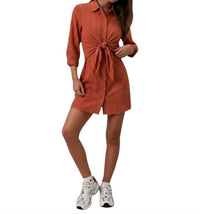 Entro - Tie-front Button Down Shirt Dress