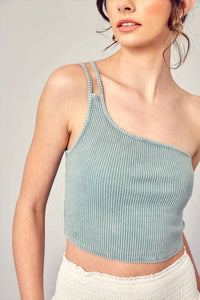 Mustard Seed - One Shoulder Ribbed Tank Top