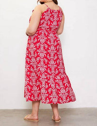 Skies Are Blue - Printed Halter Neck Maxi Trepeze Dress - Plus
