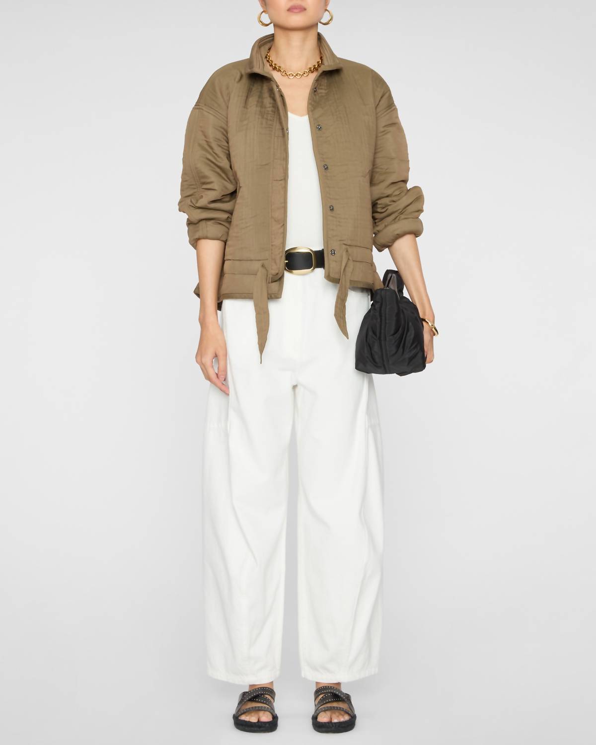 ISABEL MARANT Selane Drawstring Waist Jacket in khaki - women's jacket