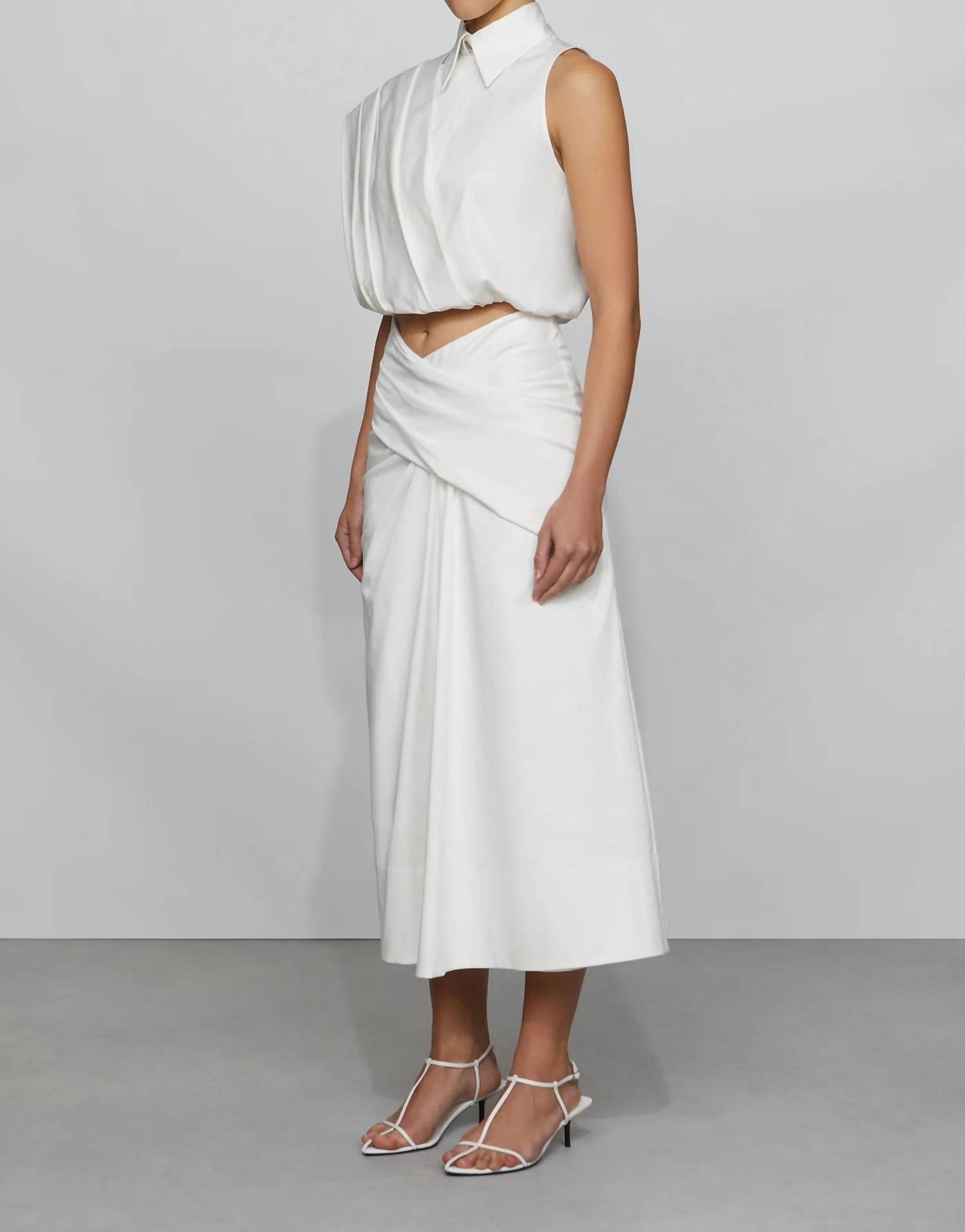 Et Ochs Bryn Midi Skirt in white - women's skirt - view 4