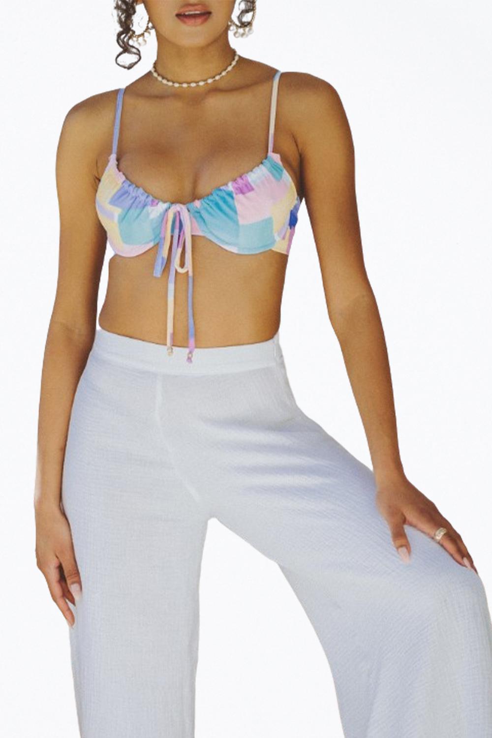 KYLIE RETRO RIBBED UNDERWIRE BIKINI TOP