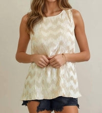 Doe and Rae Crinkled Sleeveless Top in champagne - women's t-shirt - alternate view