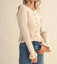 &Merci - The Sienna Ruffle Hem Ribbed Knit Sweater