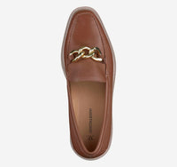 JOHNSTON & MURPHY Women's Gracelyn Chain Loafer in cognac glove - women's flats - detail view