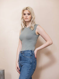 AGOLDE AURA SLEEVELESS BODYSUIT in aluminum - women's shirt - alternate view