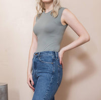 AGOLDE AURA SLEEVELESS BODYSUIT in aluminum - women's shirt - detail view