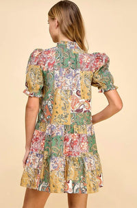 Tcec - Abstract Print Chic Mock Neckline Dress