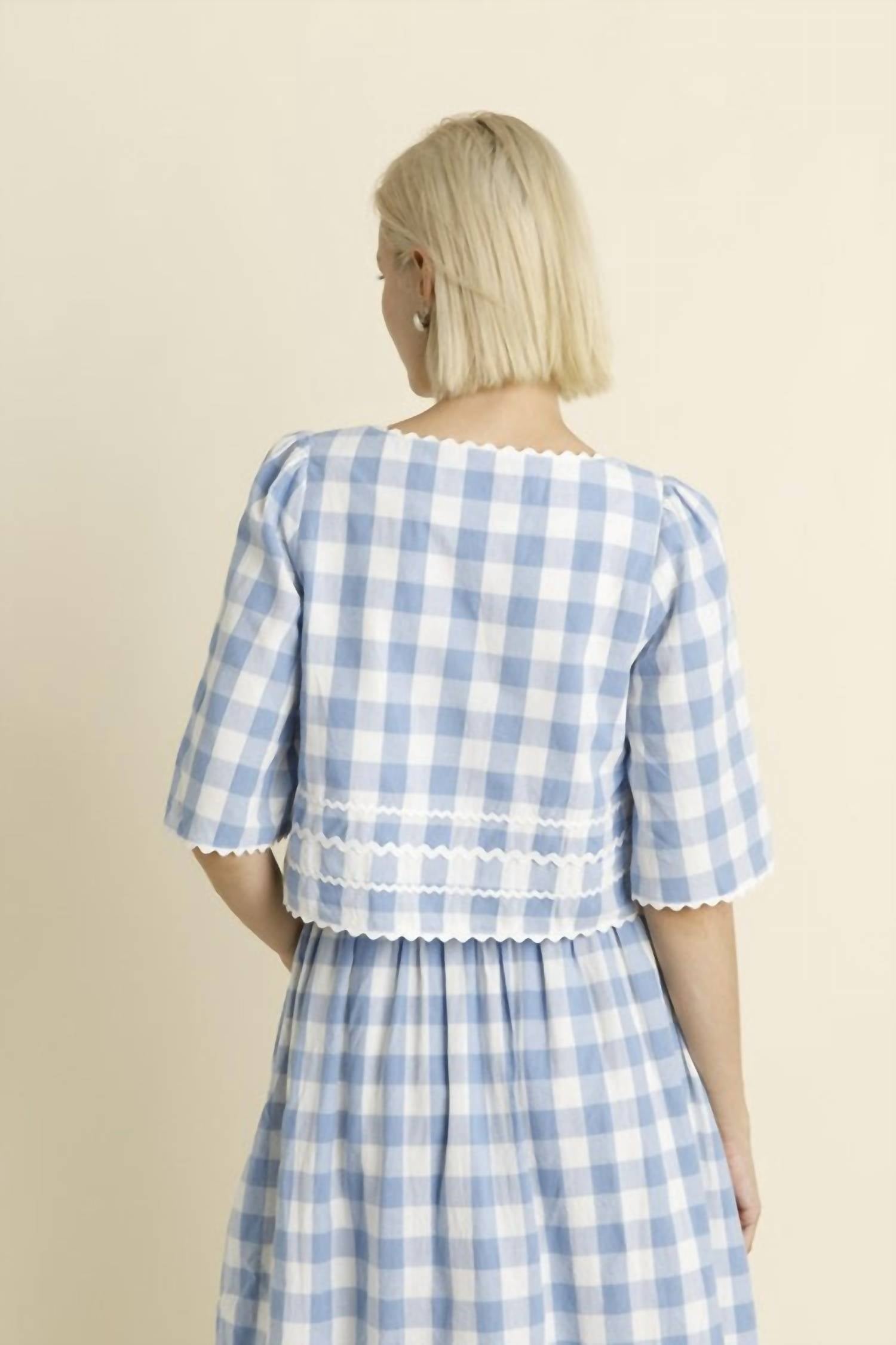 Aureum - Gingham Button Front Top