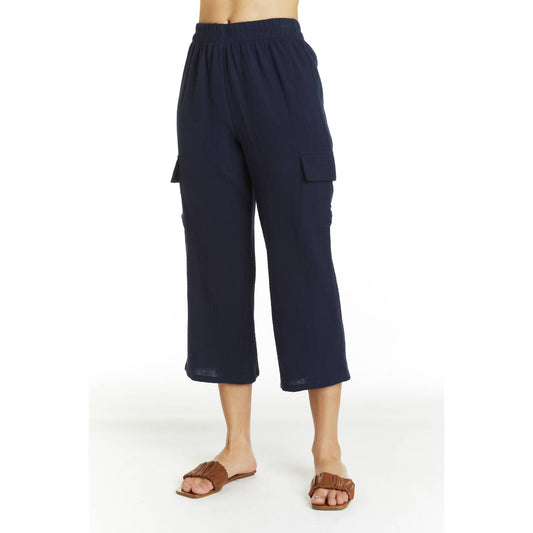 Drew - Sandy Gauze Crop Cargo Pants