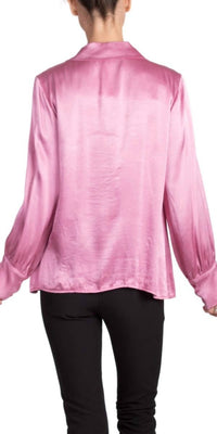 GIGI MODA Gia Satin Top in rosewood - women's blouse - detail view