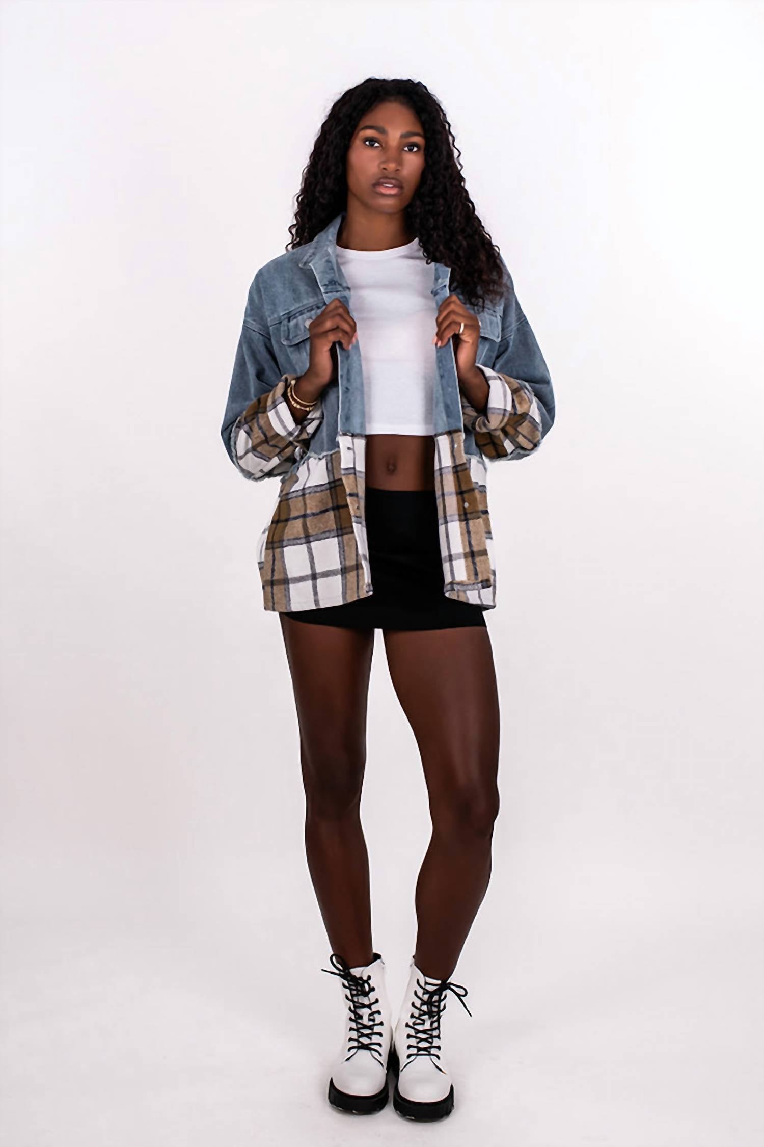 Klesis - Plaid Bottom Denim Jacket