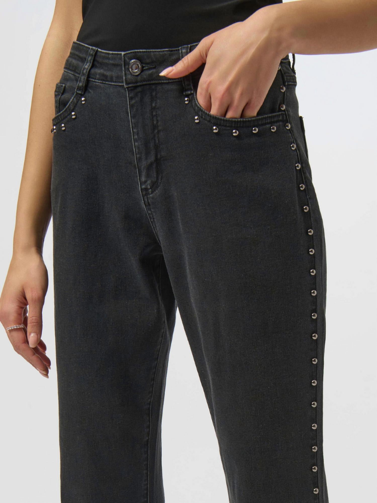 Joseph Ribkoff Classic Straight Leg Jeans in charcoal grey - women's jeans - alternate view