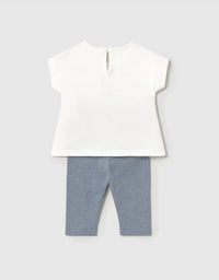 Mayoral - Girl's Two Piece Flower Appliques With Denim Legging