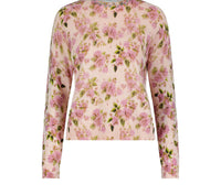 Minnie Rose - Cotton Cashmere Printed Crew With Jewels Sweater