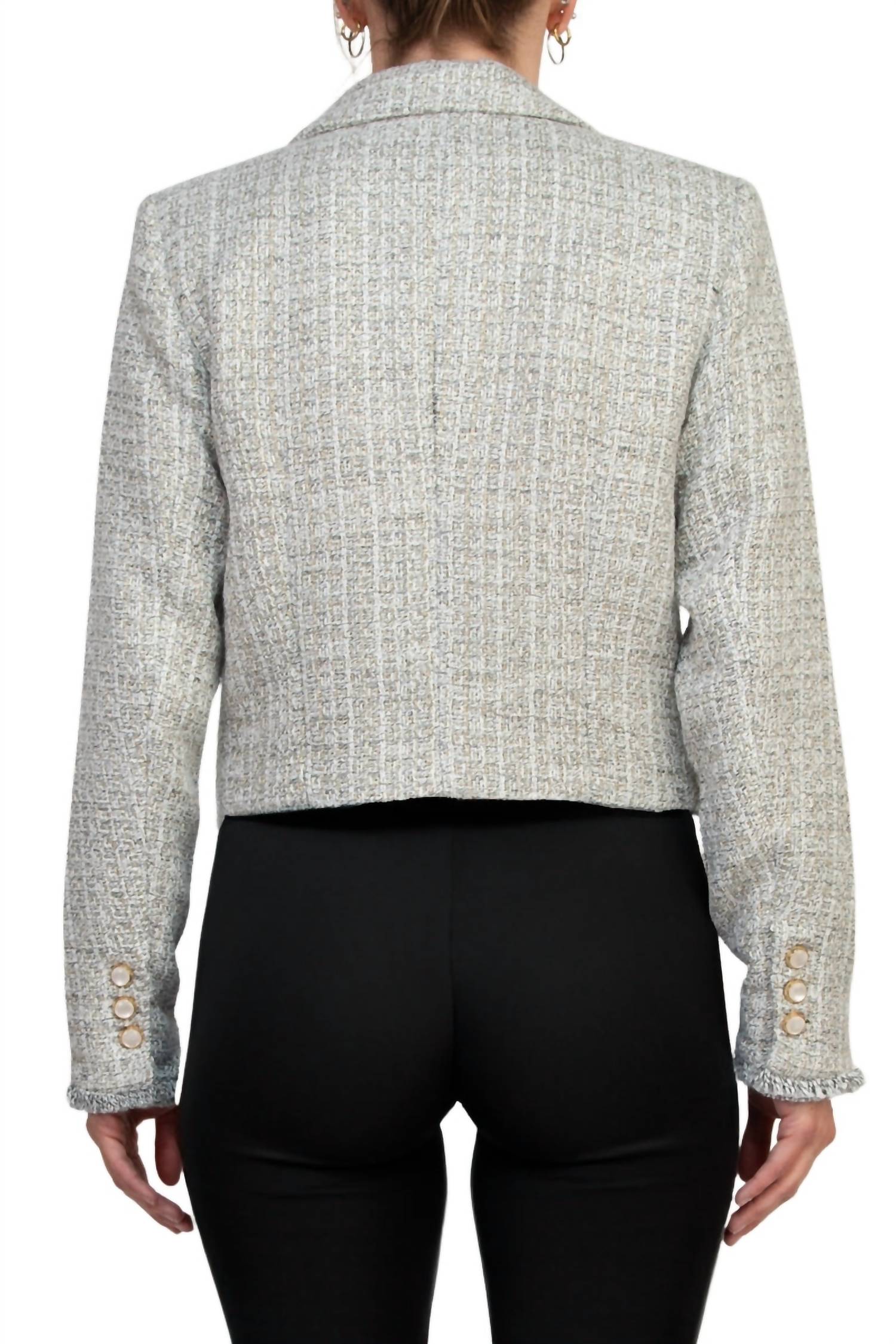 Elie Tahari - Women's Long Sleeve Tweed Metallic Jacket