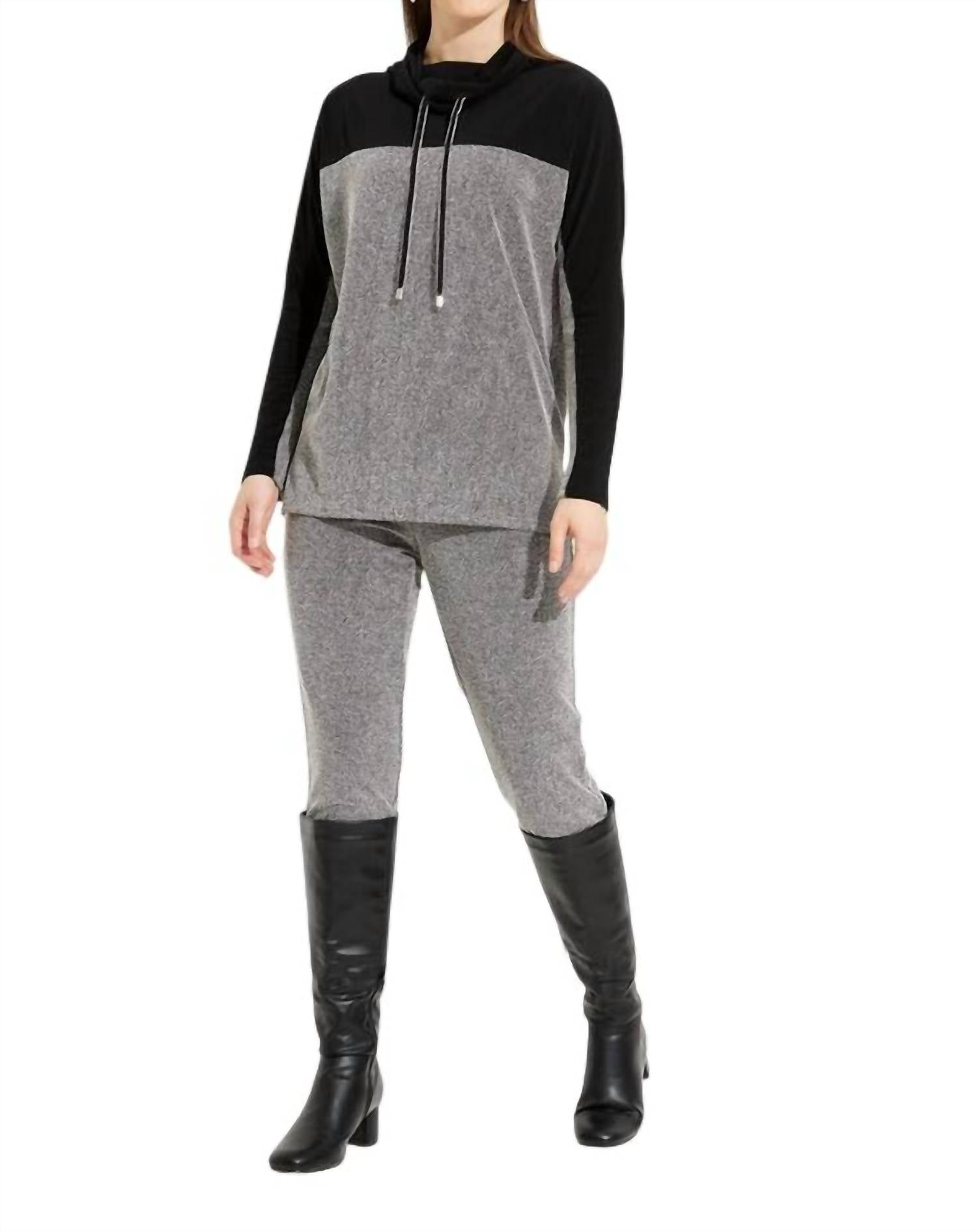 Joseph Ribkoff Matching Pant And Top Set in black off white - women's sleepwear