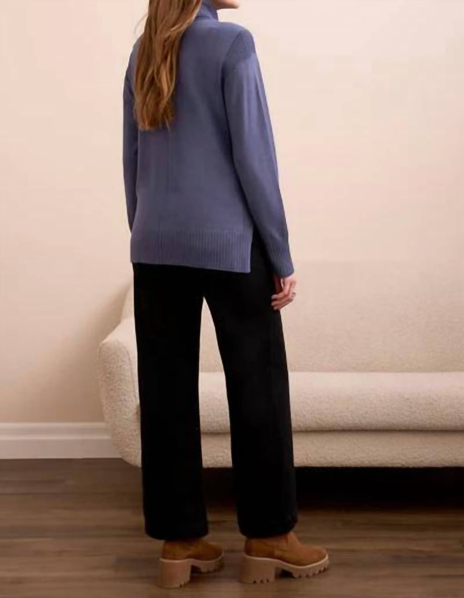 TRIBAL Marine Long Sleeves Sweater in blue - women's sweater - detail view