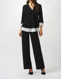 Joseph Ribkoff - Color Block Georgette 3/4 Sleeves Top