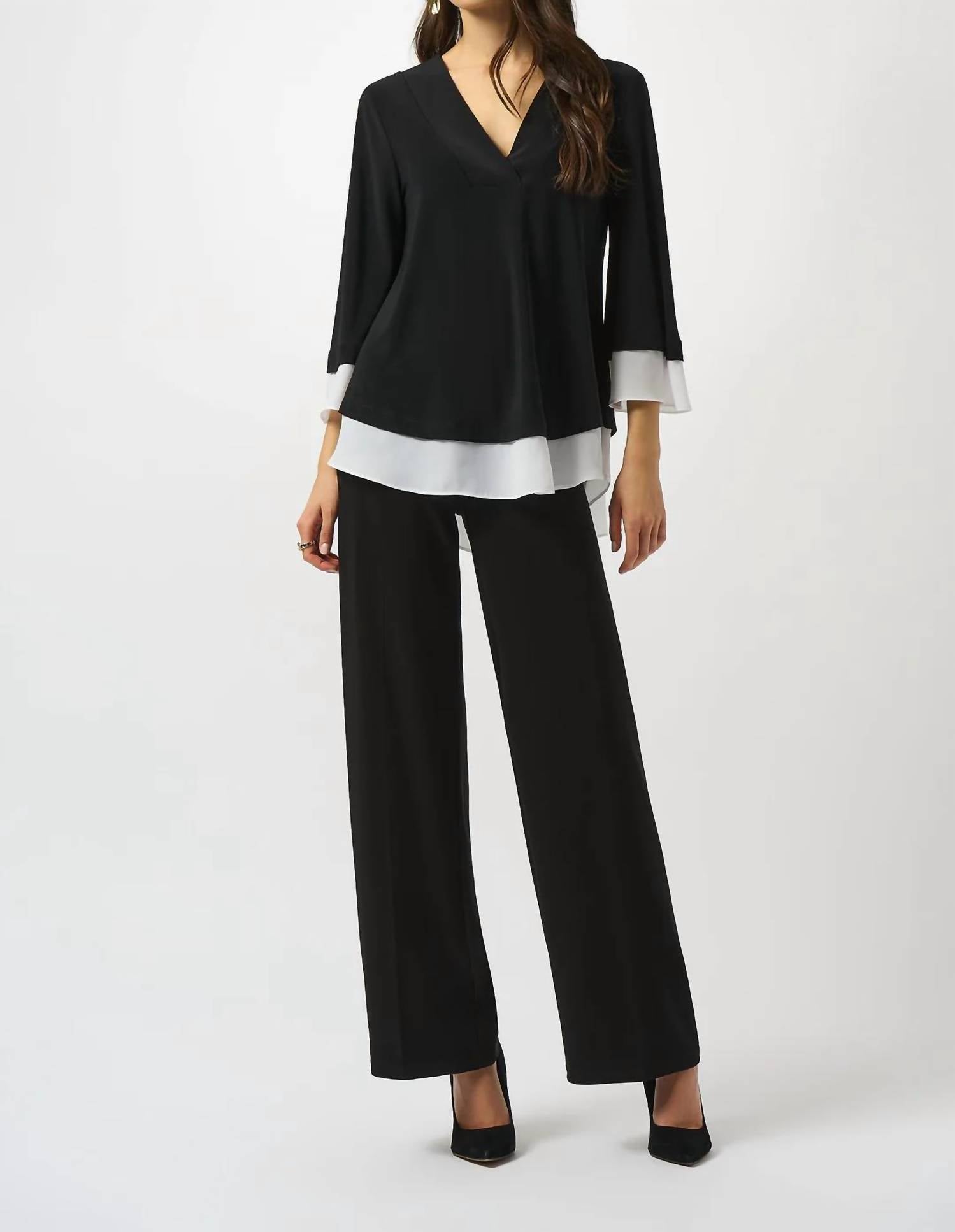 Joseph Ribkoff - Color Block Georgette 3/4 Sleeves Top