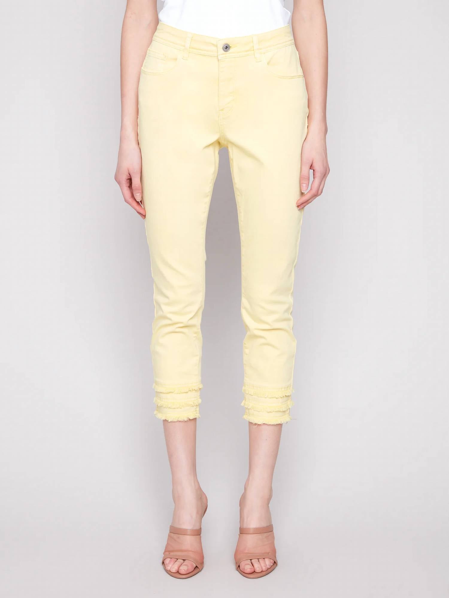Charlie B - Frayed Hem Ankle Leg Pant