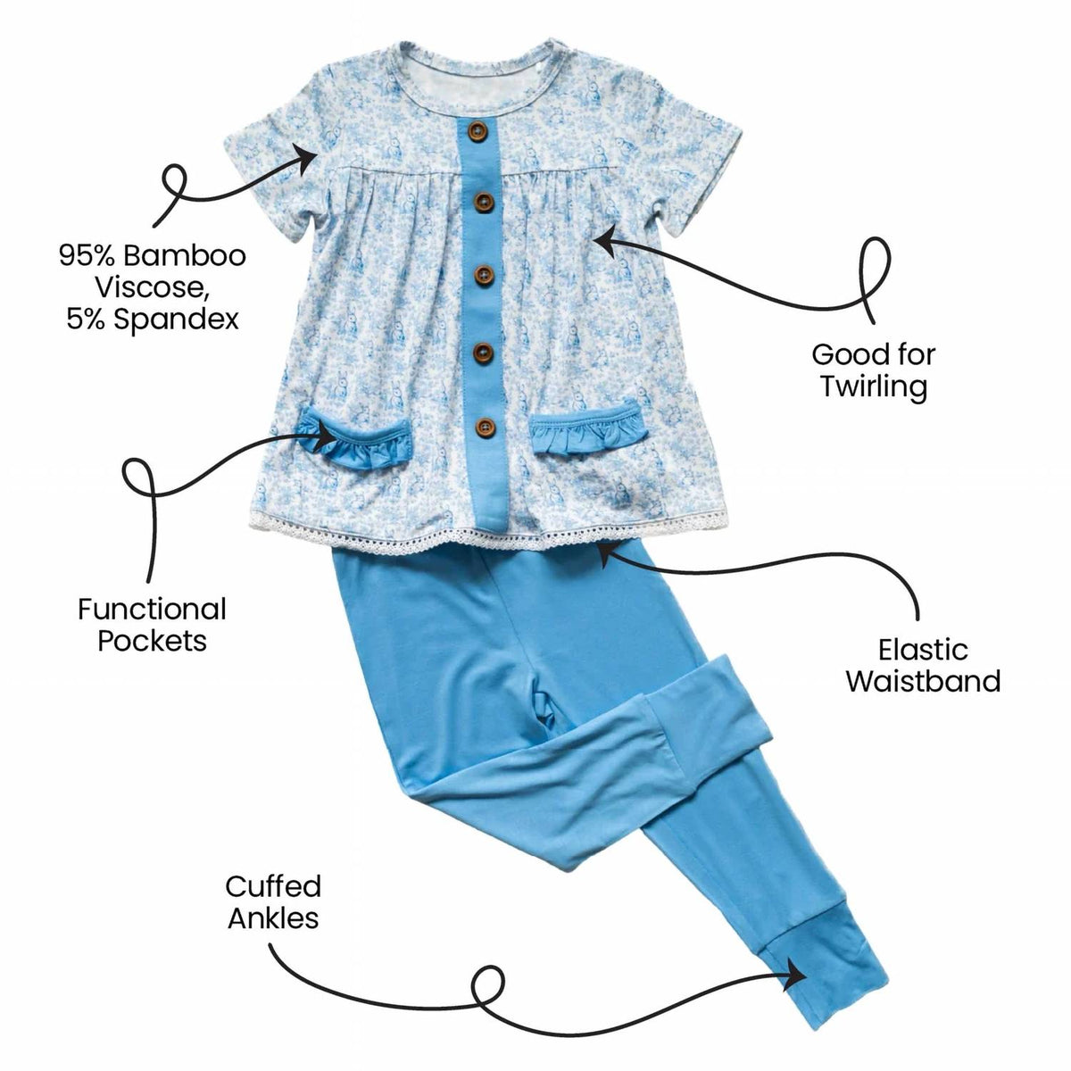 Laree + Co. - Kids Lexi Bamboo Short Sleeve Tunic Legging Set