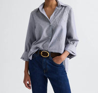 TWP Next Morning Shirt With Crystals in white midnight - women's long sleeve top