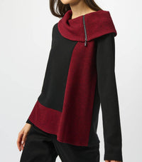 Joseph Ribkoff - Zipper Cowl Neck Pullover Sweater