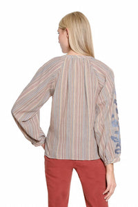 Tru Luxe - Women's Split Neck Button Front Top