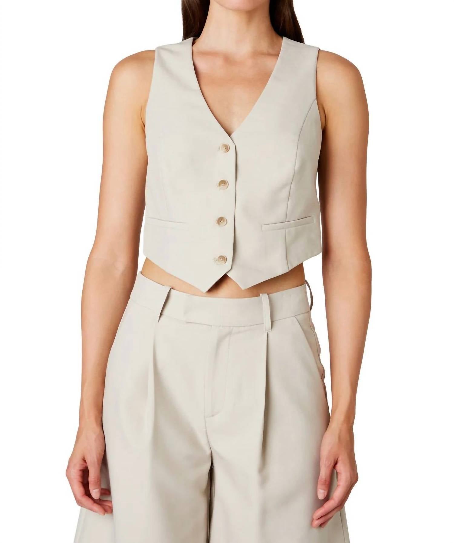 NIA Elizabeth Cropped Vest in shell - women's jacket
