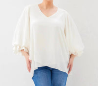 Karen Kane - Layered Sleeve Asymmetric Top - Plus Size