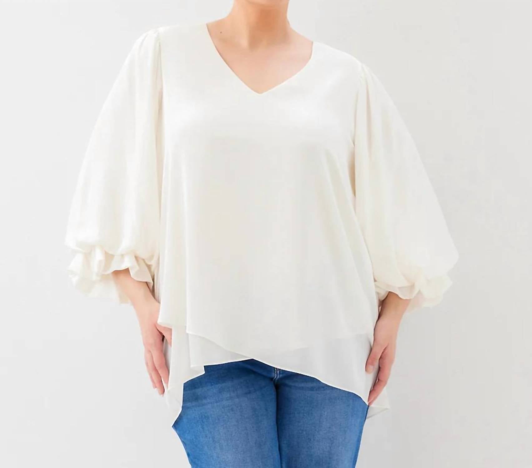 Karen Kane - Layered Sleeve Asymmetric Top - Plus Size