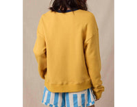 WISHLIST San Diego Button-up French Terry Top in golden navy - women's long sleeve top - alternate view