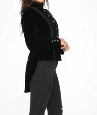 Orchid Bloom - Velvet Tailed Jacket With Linen
