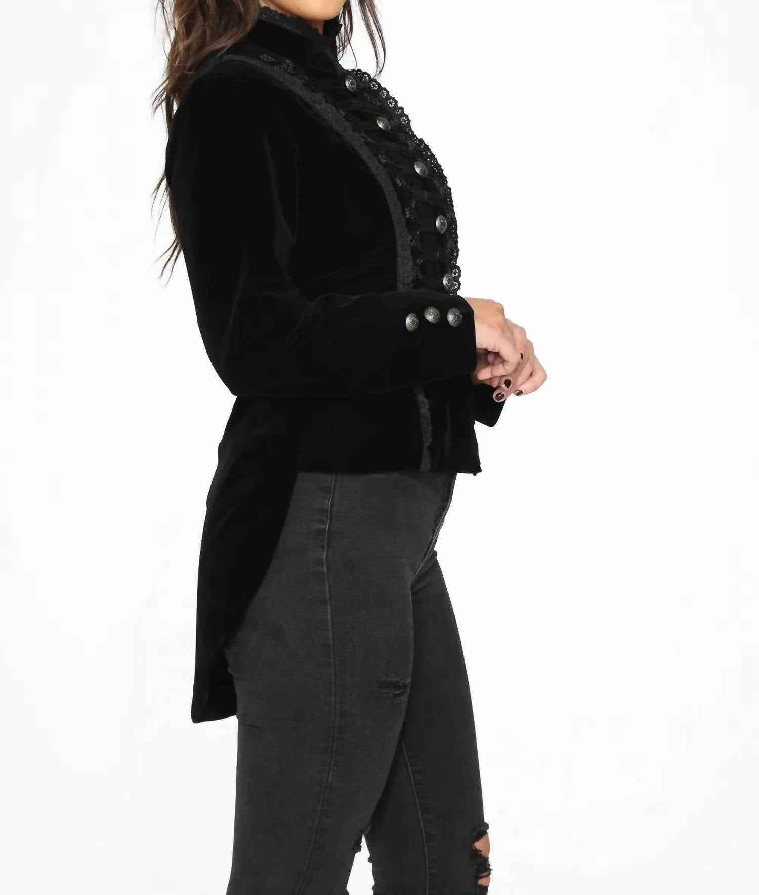 Orchid Bloom - Velvet Tailed Jacket With Linen