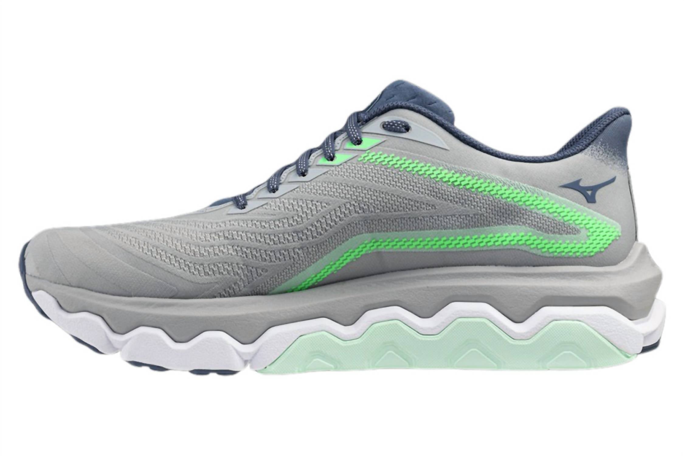 MIZUNO Men's Horizon 8 Running Shoes in pearl blue vintage indigo neo mint - men's shoe - detail view